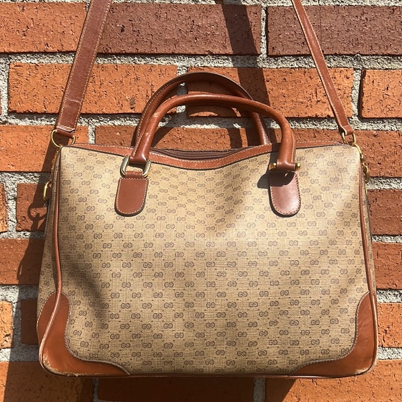Authentic Gucci GG handbag shoulder bag or crossbody vintage purse brown tan - Picture 3 of 17